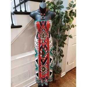 Petite Magic Women's Multicolor Polyester Off The Shoulder Long Maxi Dress PXL